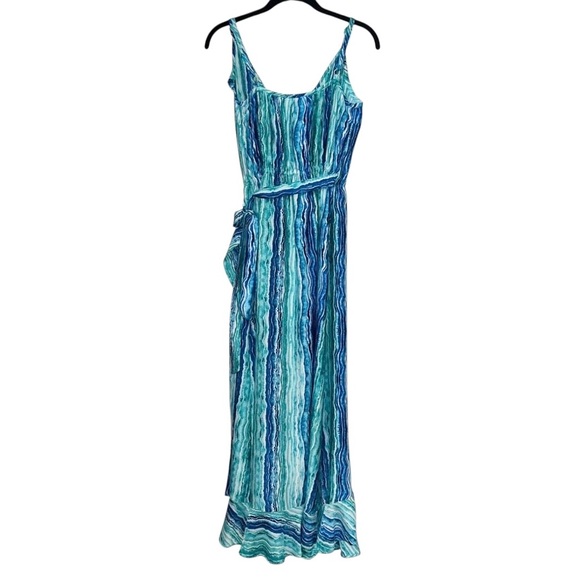 Tommy Bahama Womens Dress Teal Batiki Tiki Tambour Sleeveless Maxi Sz XS Tall - Picture 5 of 7